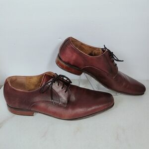 Florsheim Brown Leather Plain Toe Derby Oxford Dress Shoes, Sz 12